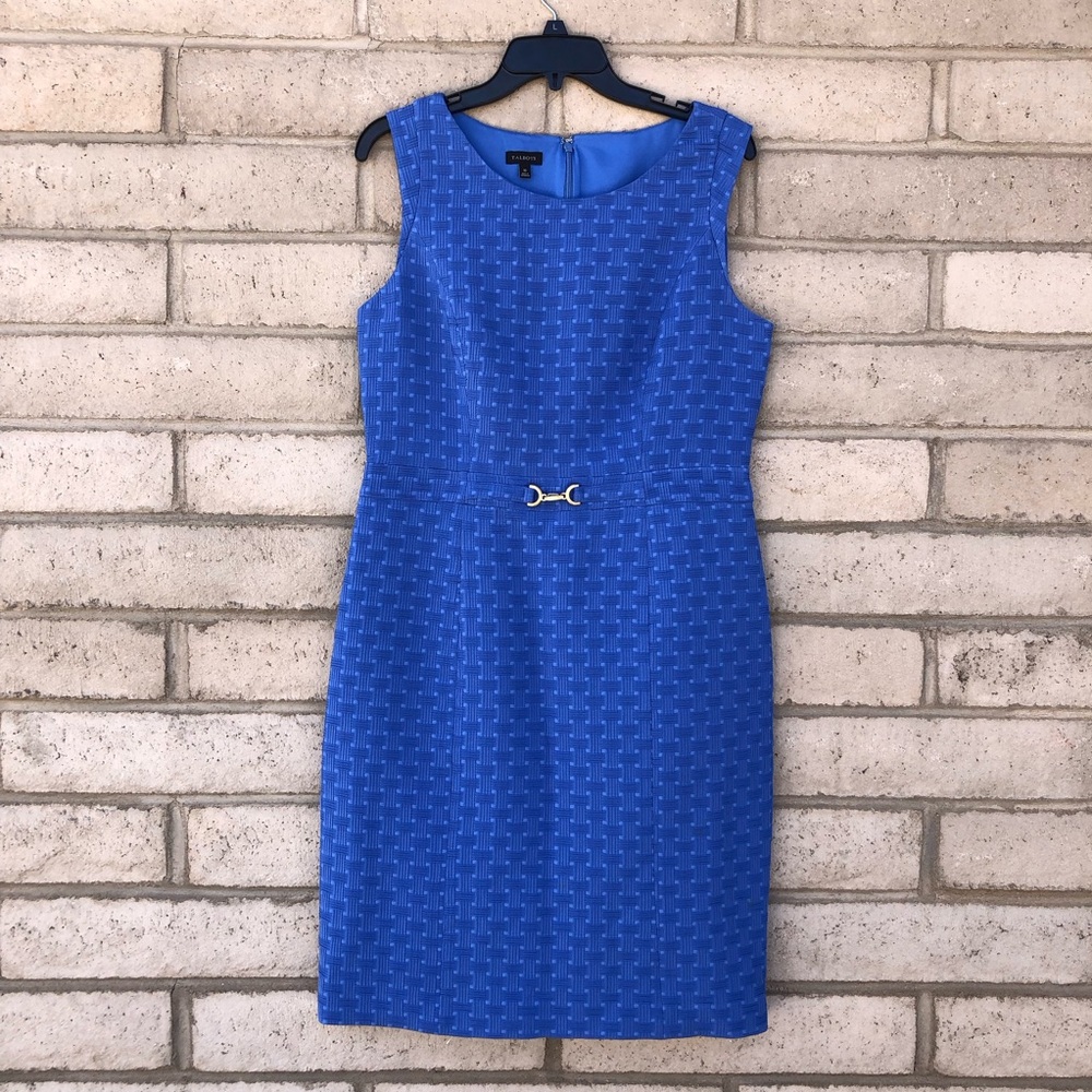 Talbots Sleeveless Cobalt Blue Textured Sheath Dress